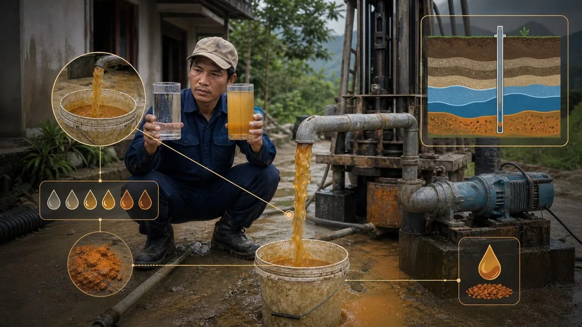 Nước vàng, phèn hoặc có mùi